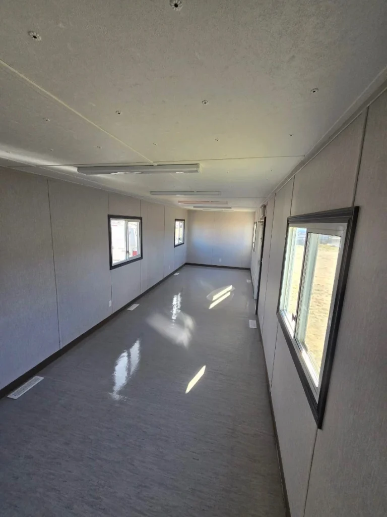 A mobile construction trailer in Alberta